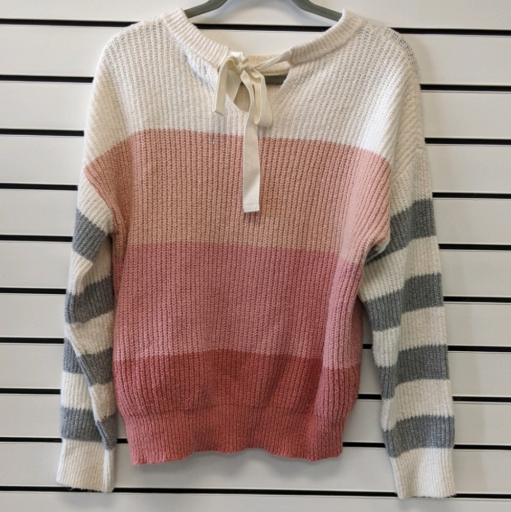 Who what wear striped color block tie back sweater - Picture 5 of 6
